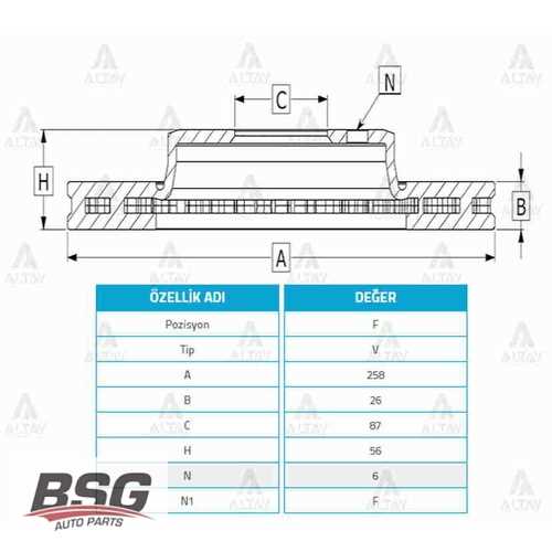 FREN DISKI ÖN ADET : 258 X 6 HAVALI 2,7 DIZEL PREGIO 1997-2009