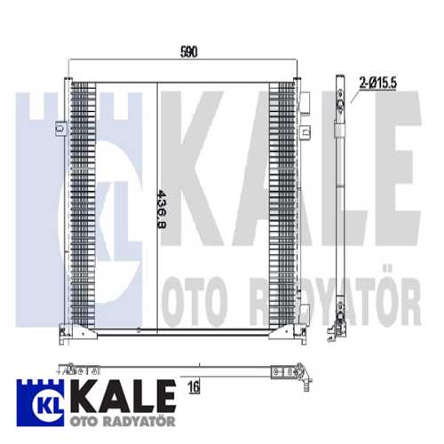 RENAULT TRAFIC II/NISSAN PRIMASTAR/VIVARO A RENAULT KLIMA RADYATÖRÜ KONDENSER/BRAZING (AL/AL)/590X436,8X16/KURUTUCUSUZ Ürün Görseli