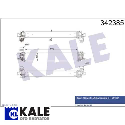 RENAULT LAGUNA III RENAULT TURBO RADYATÖRÜ INTERCOOLER Ürün Görseli