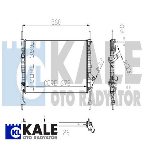 FORD TRANSIT V-347 FORD SU RADYATÖRÜ KLIMASIZ 672x358x26