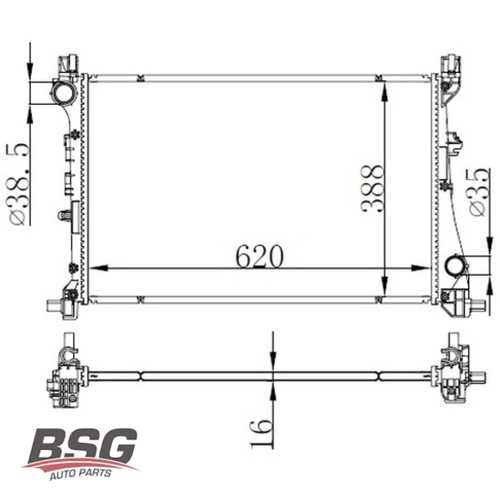 SU RADYATÖRÜ BRAZING 620X388X16 1,3-1,4 EGEA 1.3 MJET / 1.4 BENZINLI (MT) 15-