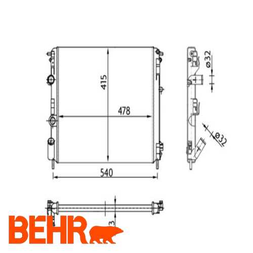 SU RADYATÖRÜ  1.2I/1.4I/1.6I/2.0 CLIO II / KANGOO / LOGAN 01- Ürün Görseli