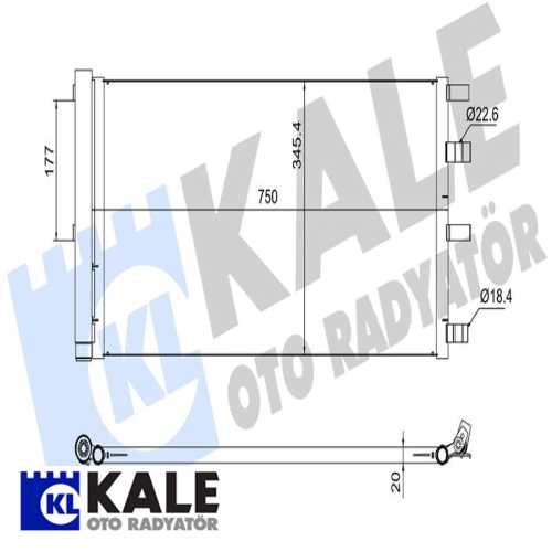 FORD TRANSIT V-362 FORD KLIMA RADYATÖRÜ [BRAZING AL/AL] [750X345X20]