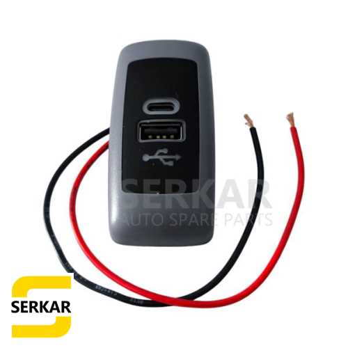 USB VE TYPE C ŞARJ VE GİRİŞ KARTI UNIVERSAL DİKDÖRTGEN SİYAH GRİ