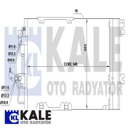 OPEL ASTRA H ZAFIRA B OPEL KLIMA RADYATÖRÜ AL/BRZ 540X380X16 Ürün Görseli