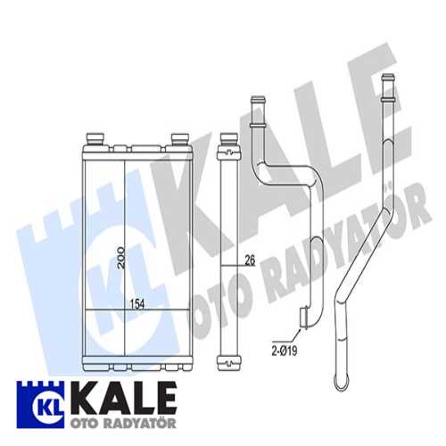 RENAULT FLUENCE/MEGANE III RENAULT KALORIFER RADYATÖRÜ (BORULU) [BRAZING AL/AL] [200X154X26] Ürün Görseli