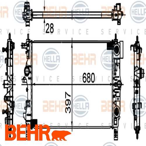 SU RADYATÖRÜ 680X397X28 OTOMATIK SANZUMAN A14NET B14NET A16XER  A16LET ASTRA J CRUZE ZAFIRA C 10- Ürün Görseli