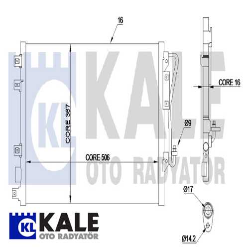 RENAULT KANGO/NISSAN KUBISTAR RENAULT KLIMA RADYATÖRÜ KONDENSER/BRAZING (AL/AL)/506X367X16/KURUTUCUSUZ