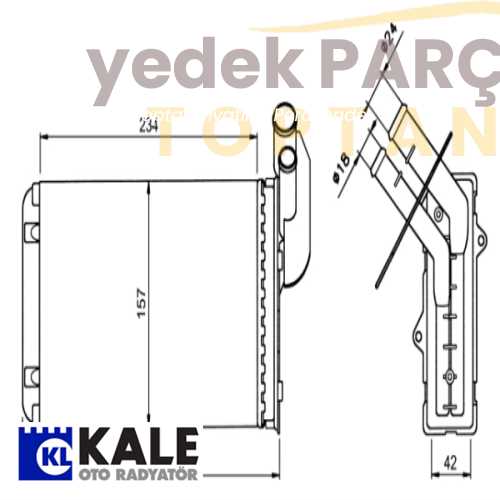 Yedek Parça :KALE KALORIFER RADYATORU 2 SIRA AL PL R19 CLIO KANGOO Özellikler: 0583862AL