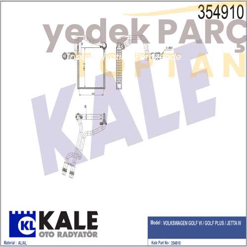 KALE KALORIFER VOLKSWAGEN GOLF VI / GOLF PLUS / JETTA IV