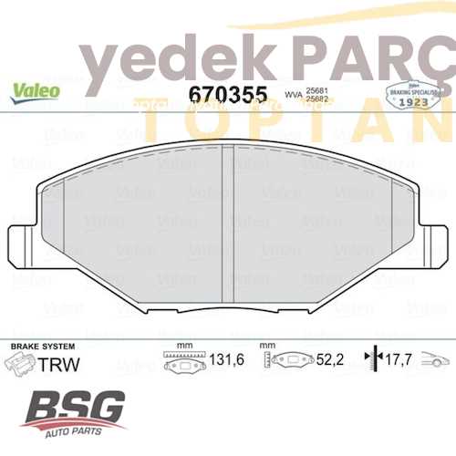 Yedek Parça :BSG FREN BALATASI ÖN FDB4590 Özellikler: FDB4590