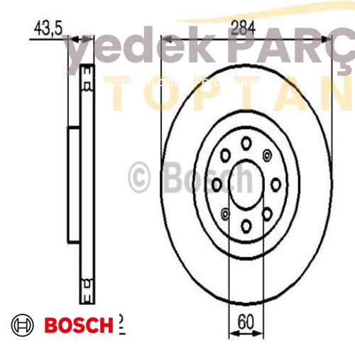 BOSCH FREN DISK AYNASI ON HAVALI 284MM GRANDE PUNTO CORSAD (BUYUK TIP)0986479224