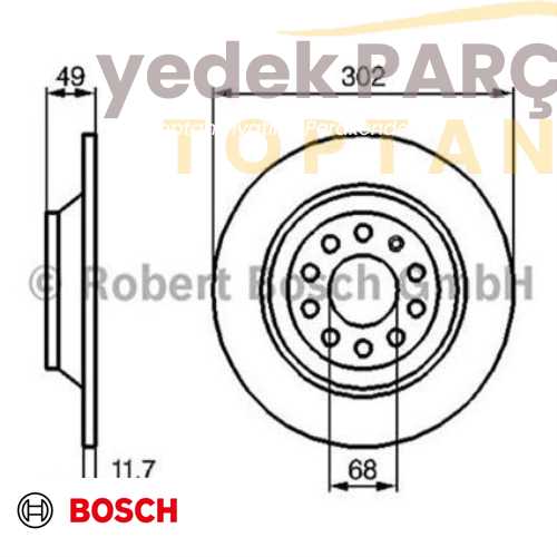 BOSCH FREN DISKI ARKA [302 117 10 mm] KAPLAMALI YUKSEK KARBON ALASIMLI