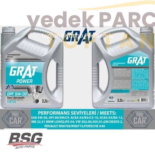 BSG MOTOR YAGI 5W30 - PARTIKÜL 3,2 LITRE ( KOLI IÇI ADET 6  ) PERFORMANCE