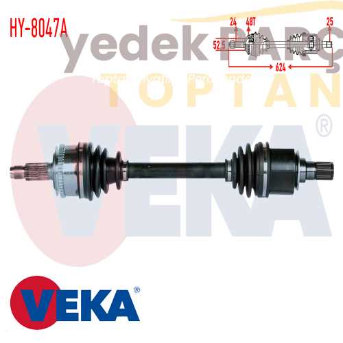 VEKA KOMPLE AKS SOL ON HYUNDAI I10 (PA) 1.1I 12v M-T ABSLI 48 DIS UZUNLUK 624MM 2008-2013