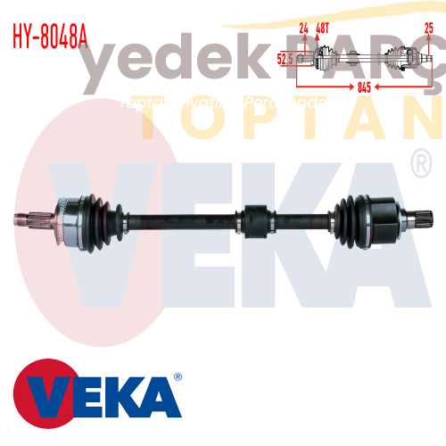 VEKA KOMPLE AKS SAG ON HYUNDAI I10 (PA) 1.1I 12v M-T ABSLI 48 DIS UZUNLUK 845MM 2008-2013