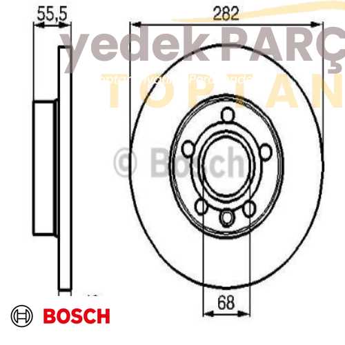 BOSCH FREN DISKI ON DUZ 282 5 VW TRANSPORTER T4 1.9 2.4 2.5 15 JANT