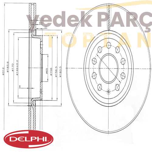 DELPHI WFREN DISK AYNASI (TAKIM) BOYALI ON A3 TT ALHAMBRA LEON OCTAVIA SUPERB YE