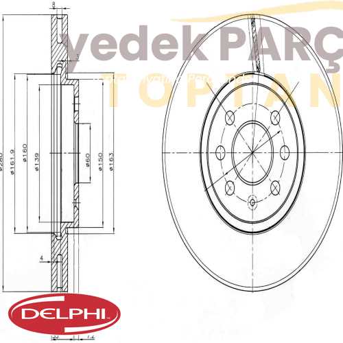 DELPHI WFREN DISK AYNASI ON ASTRAH 1.4 1.6 MERIVA 1.6 06