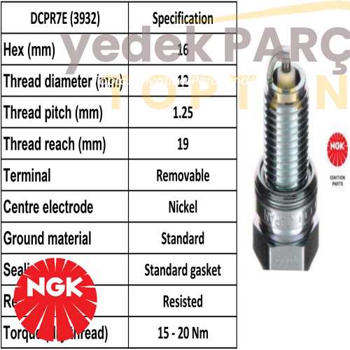 Yedek Parça :NGK BUJI DCPR7E SUZUKI ALTO 1.1 02 10 Özellikler: 3932