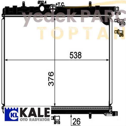 Yedek Parça :KALE RADYATOR 1 SIRA ALB PEUGEOT 206 2.0 HDI TD Özellikler: 2032011AB