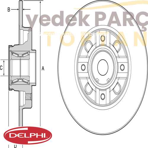 DELPHI FREN DISKI (TEKLI PAKET) DELIKSIZ ARKA C4  308 09/2007 >