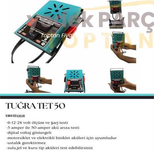 AKÜ ÖLÇÜM ŞARJ TEST CİHAZI 6-12-24 VOLT 5 İLE 50 AMPER ARASI