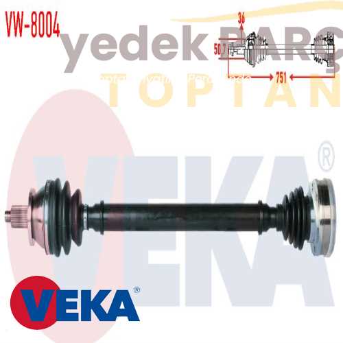 VEKA KOMPLE AKS SAG ON VOLKSWAGEN POLO (9N_) 1.4i 16v UZUNLUK 751mm 2001-2012