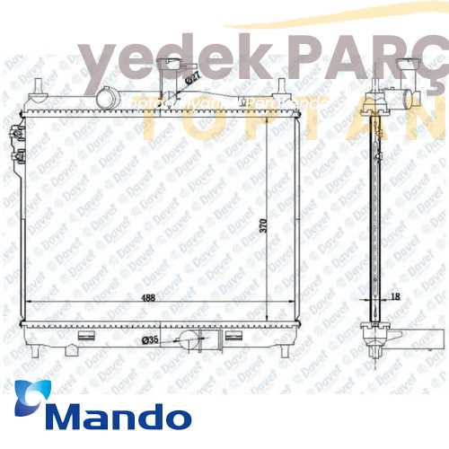 MANDO SU RADYATÖRÜ HANON  - M/T 372x495x18