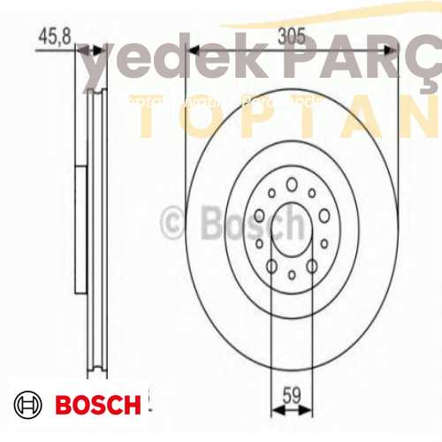 BOSCH FREN DISK AYNASI ON (TEKLI) HAVALI 305MM DOBLO 10- FIAT500 COMBO 12- HAVALI