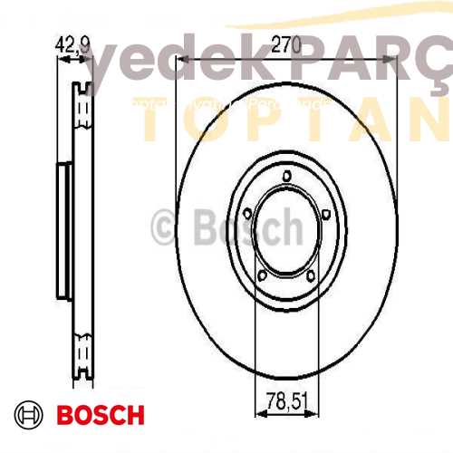 Yedek Parça :BOSCH FREN DISK AYNASI ON HAVALI 270MM TRANSIT T15 Özellikler: 0986478166