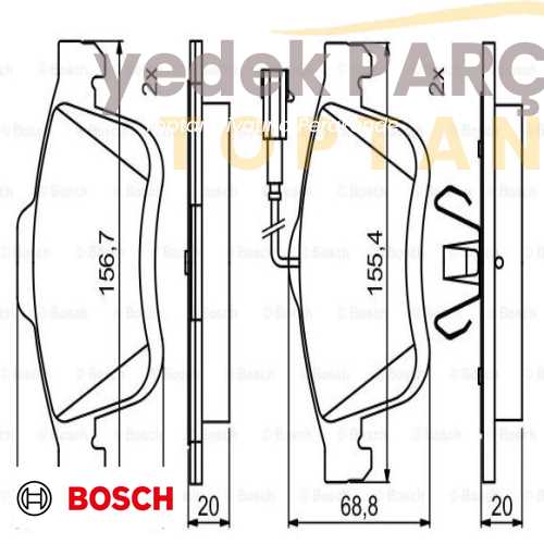 BOSCH FREN BALATASI ON 2010 > 1.6 MJET 2.0 MJET DOBLO 