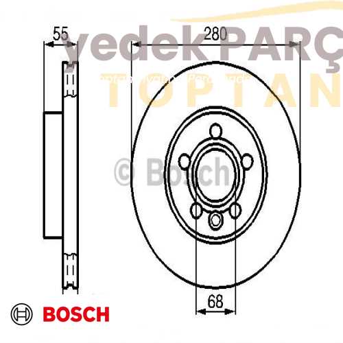 BOSCH FREN DISK AYNASI ON HAVALI 280MM TRANSPORTER T4 96>03