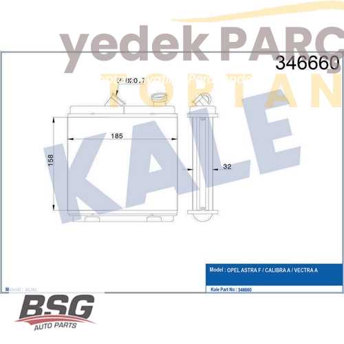 Yedek Parça :BSG KALORIFER RADYATÖRÜ A/M 174X174X42 BRAZING Özellikler: A/M 174X174X42 BRAZING