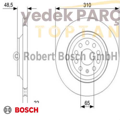 Yedek Parça :BOSCH FREN DISKI ARKA HAVALI 310 5 VW GOLF5 3.2 R32 GOLF6 PASSAT 1.8TSI Özellikler: 0986479303