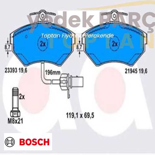 Yedek Parça :BOSCH FREN BALATASI ON VW PASSAT 97 01 A4 99>08 KULAKSIZ FISLI 0986TB2312 (BAE) Özellikler: 0986494042