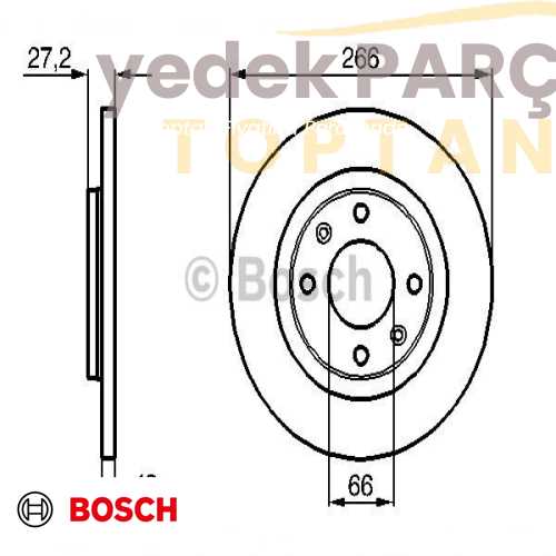 BOSCH FREN DISKI ON DUZ 266 mm PEUGEOT PARTNER BERLINGO 96 C2 C3 1.4 02