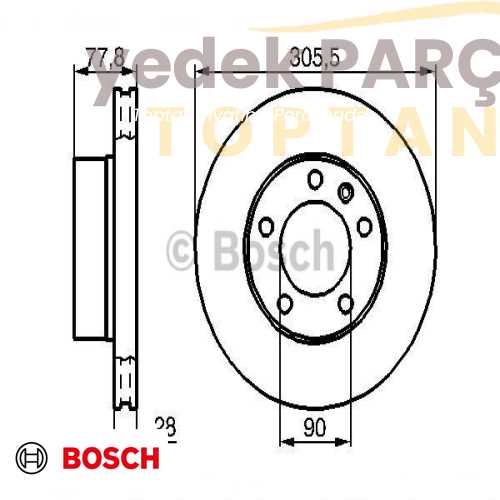 BOSCH FREN DISK AYNASI (TEKLI) ONTEK 305.3MM MASTER 1.9DCI 2.5DCI 3.0 DCI 03 1.9DTI 2.2DCI 2.8DTI 98 (BBB)